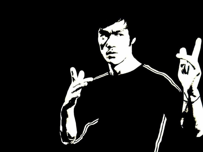 Bruce Lee in Black and White — Dramatic, Illustration, Hands