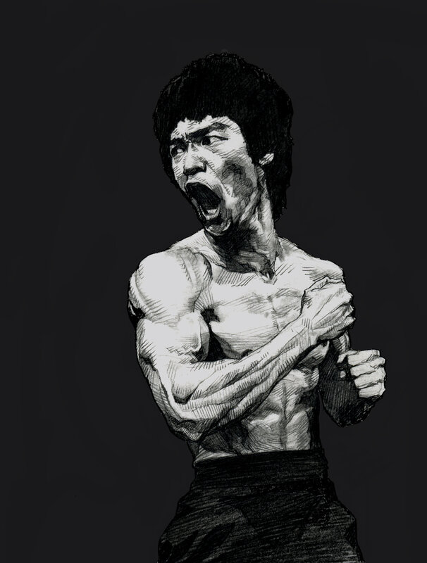 Bruce Lee in fighting pose