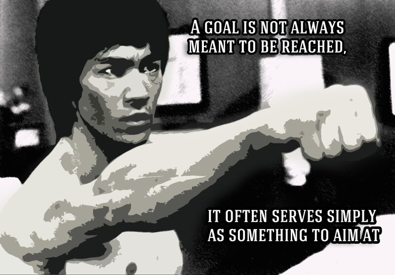 Bruce Lee in Martial Arts Pose — Black, Determined