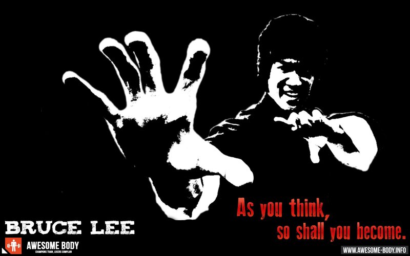 Bruce Lee in Martial Arts Pose — Black, Dramatic, Illustration