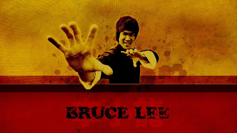 Bruce Lee in Martial Arts Pose — Red, Dramatic