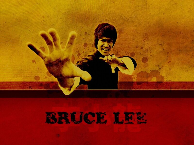 Bruce Lee in Martial Arts Pose — Red
