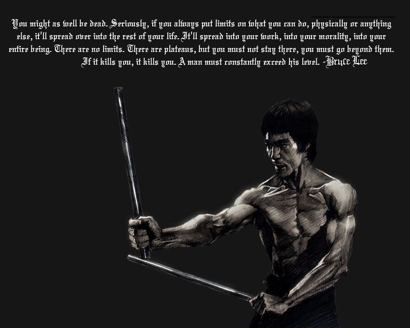 Bruce Lee quote with illustration