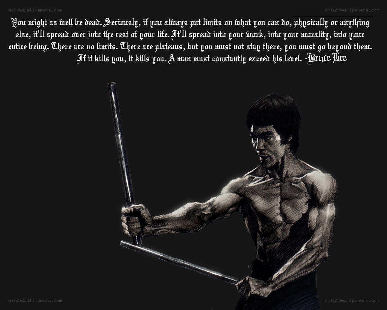 Bruce Lee quote with illustration