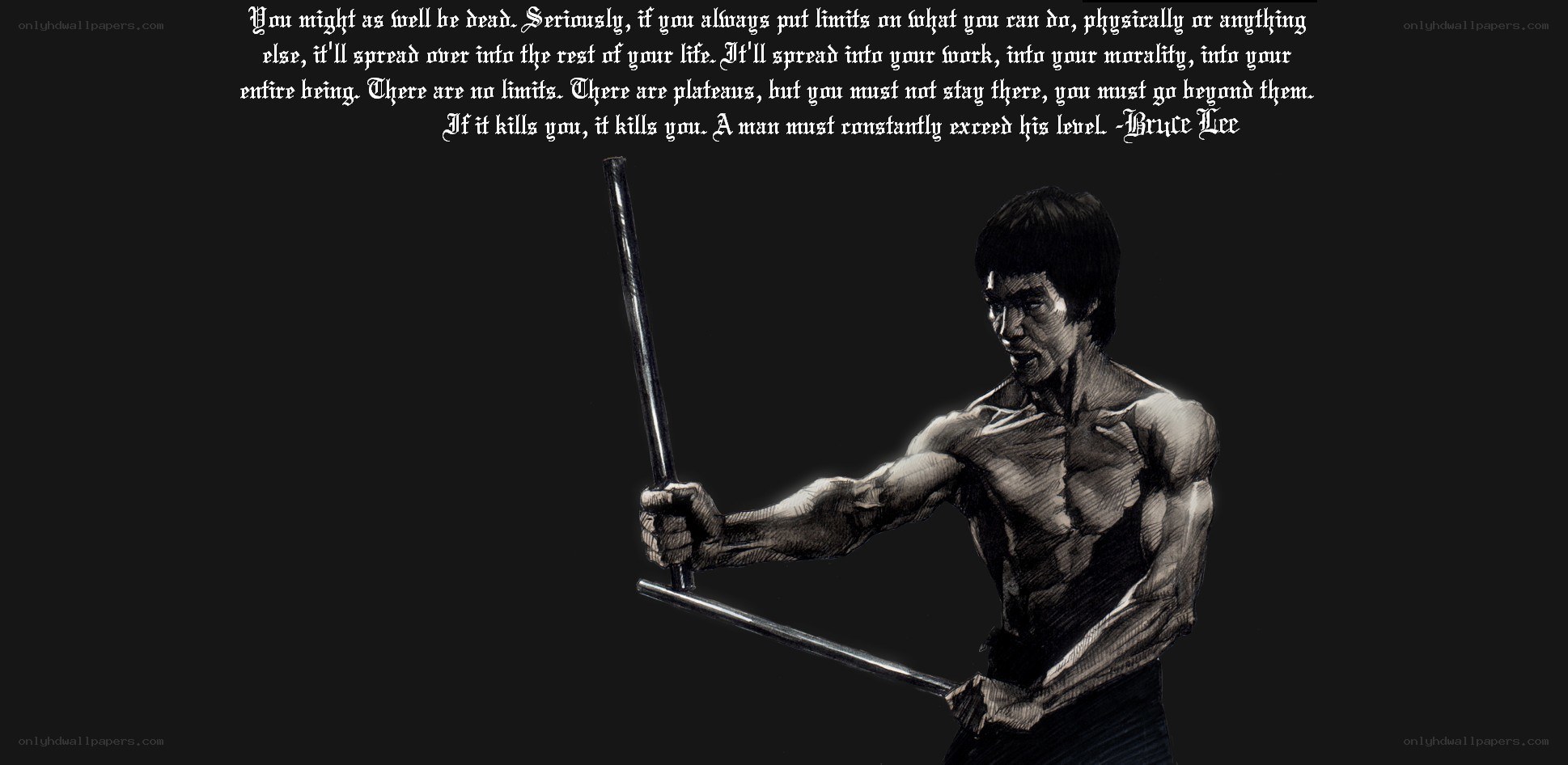 Bruce Lee quote with illustration