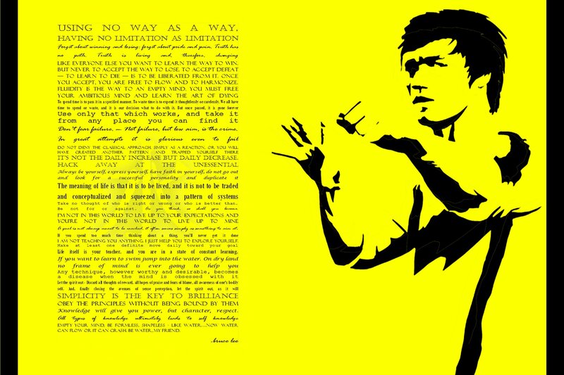 Bruce Lee Silhouette — Yellow, Dramatic