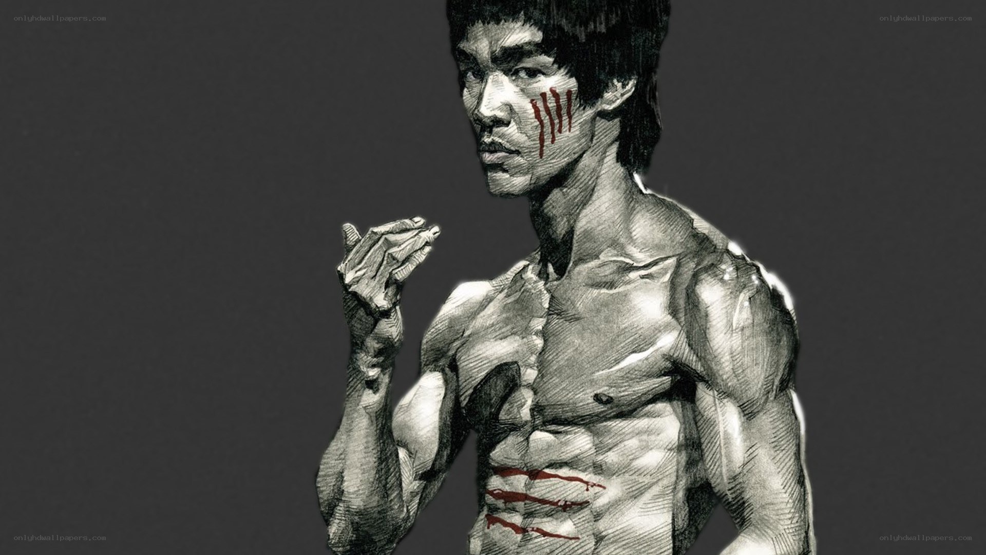 Bruce Lee with battle scars