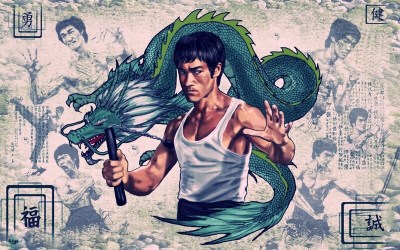 Bruce Lee with Dragon Art