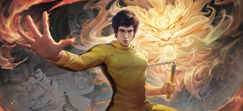 Bruce Lee with Nunchucks — Yellow
