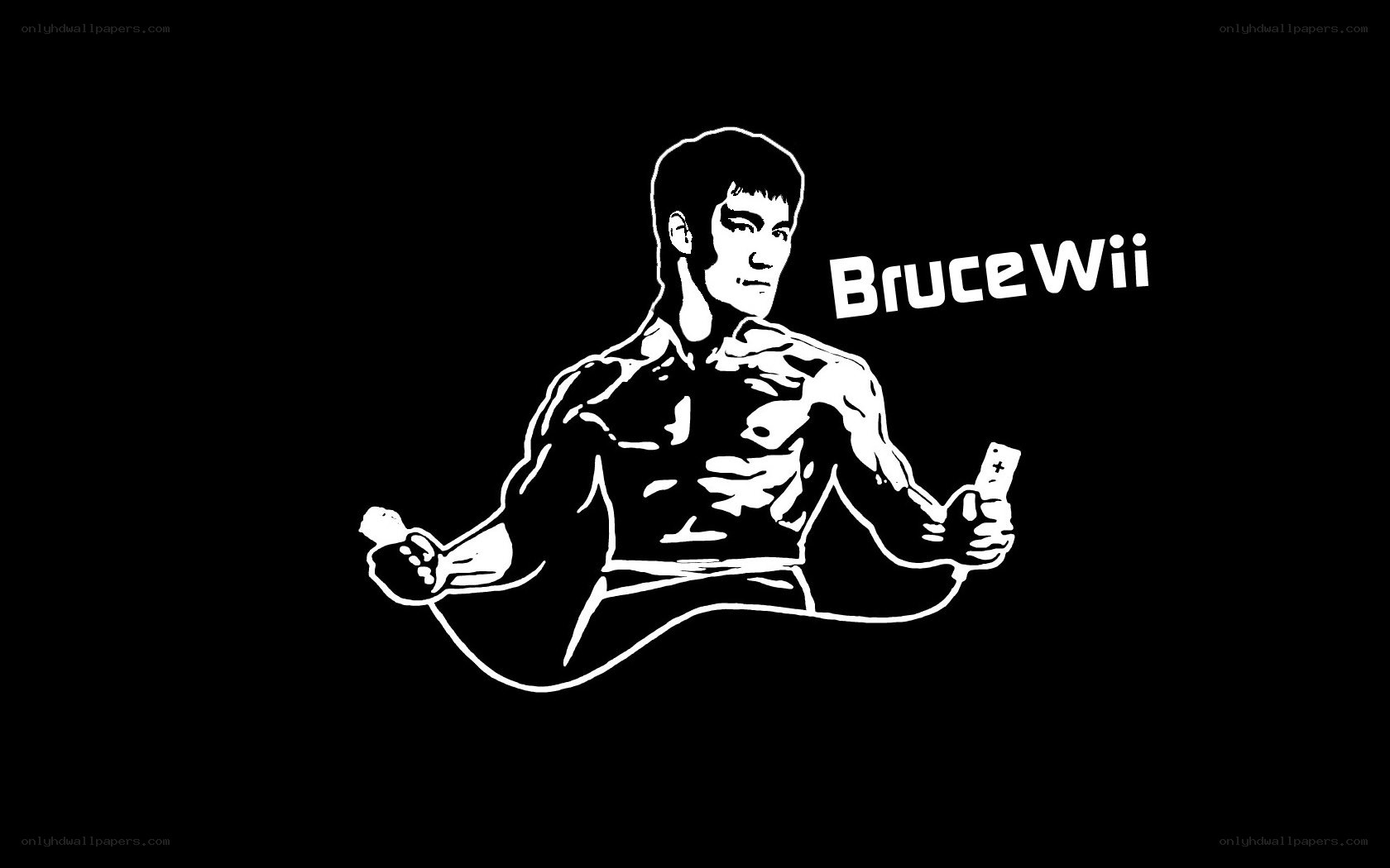 Bruce Lee with Wii controllers