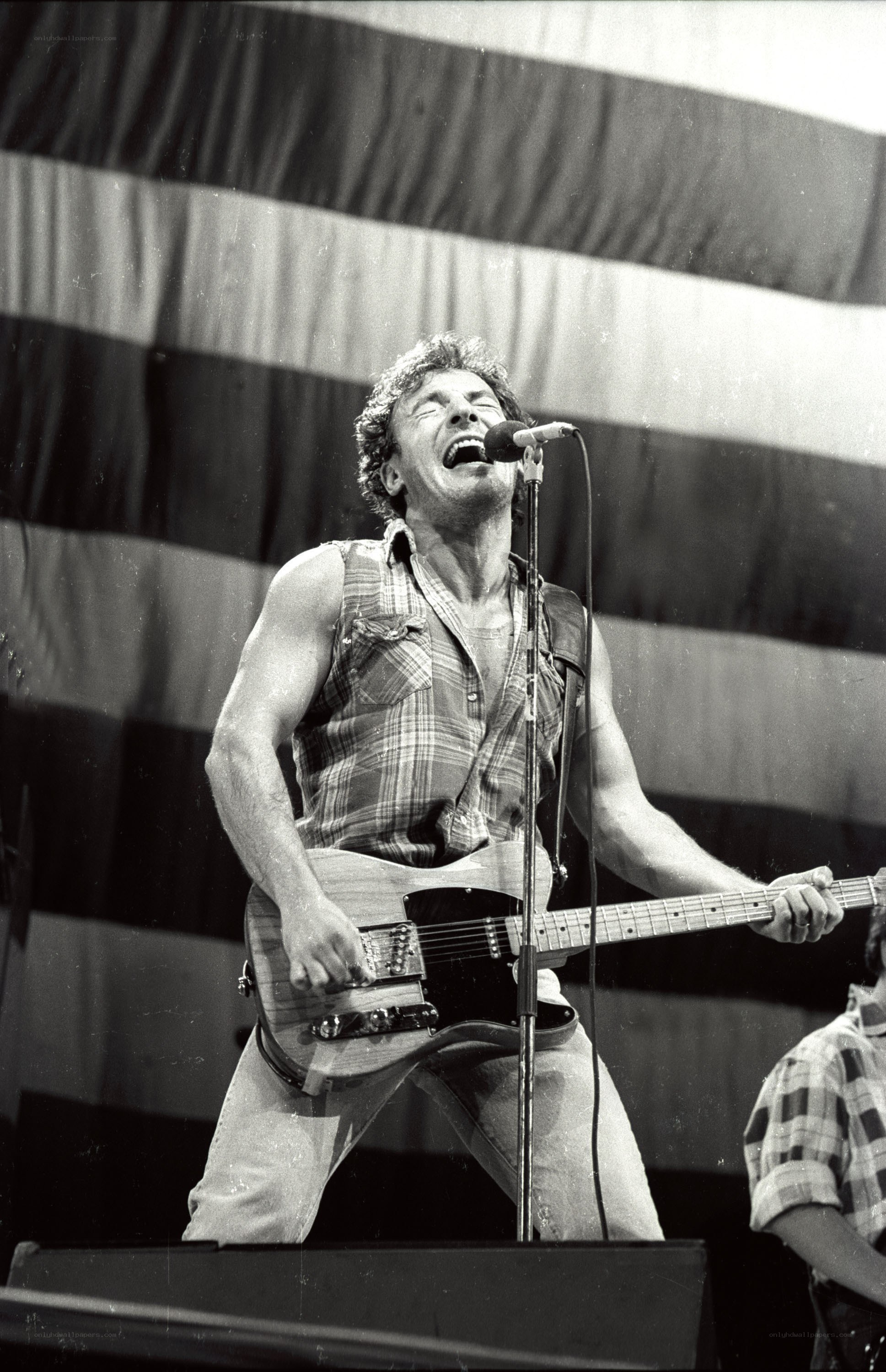Bruce Springsteen singing on stage