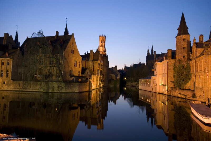 Bruges canal at dusk