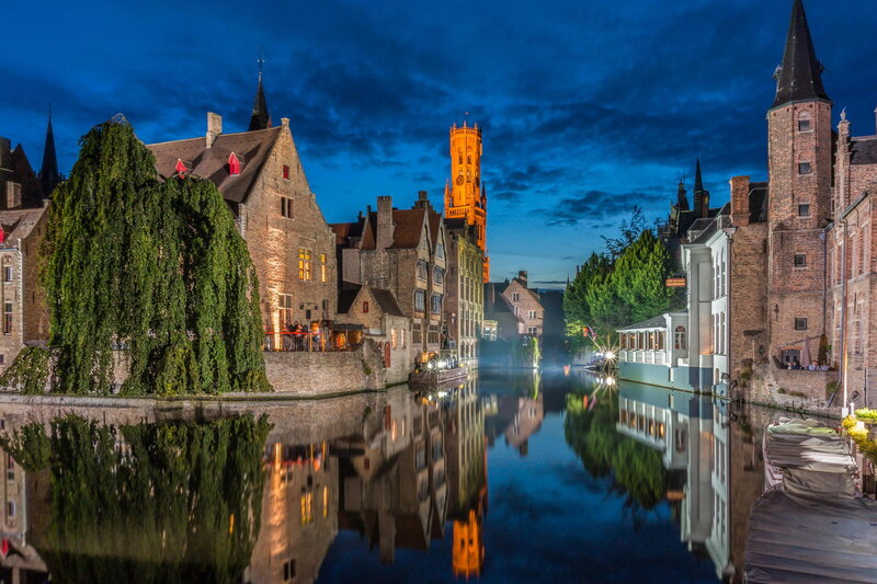 Bruges Canal at Dusk — Blue, Serene