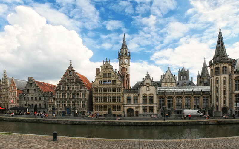 Bruges Canal Buildings — Blue, Serene