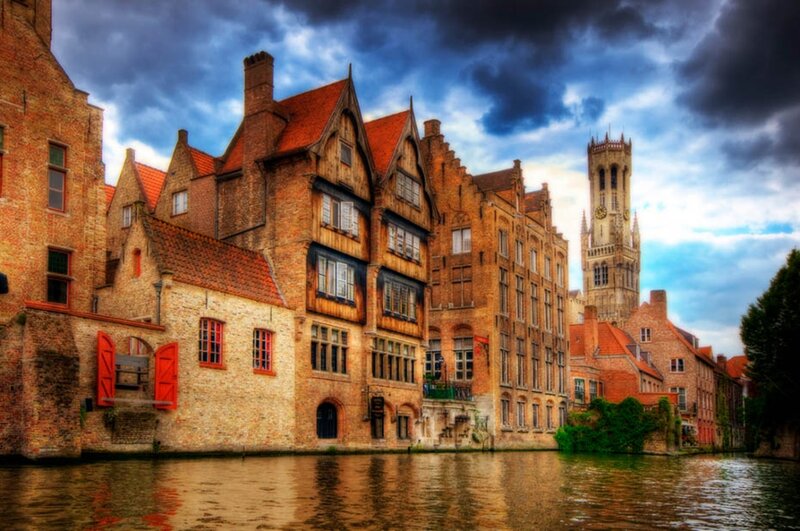 Bruges Canal Buildings — Brown, Dramatic, Afternoon