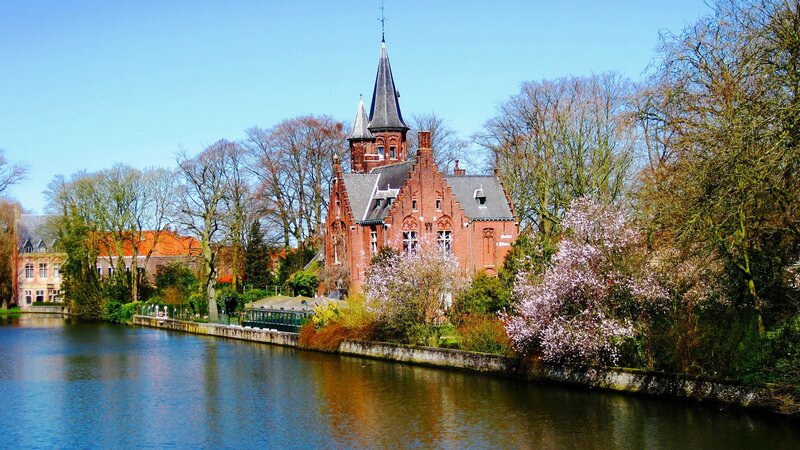 Bruges canal with historic building