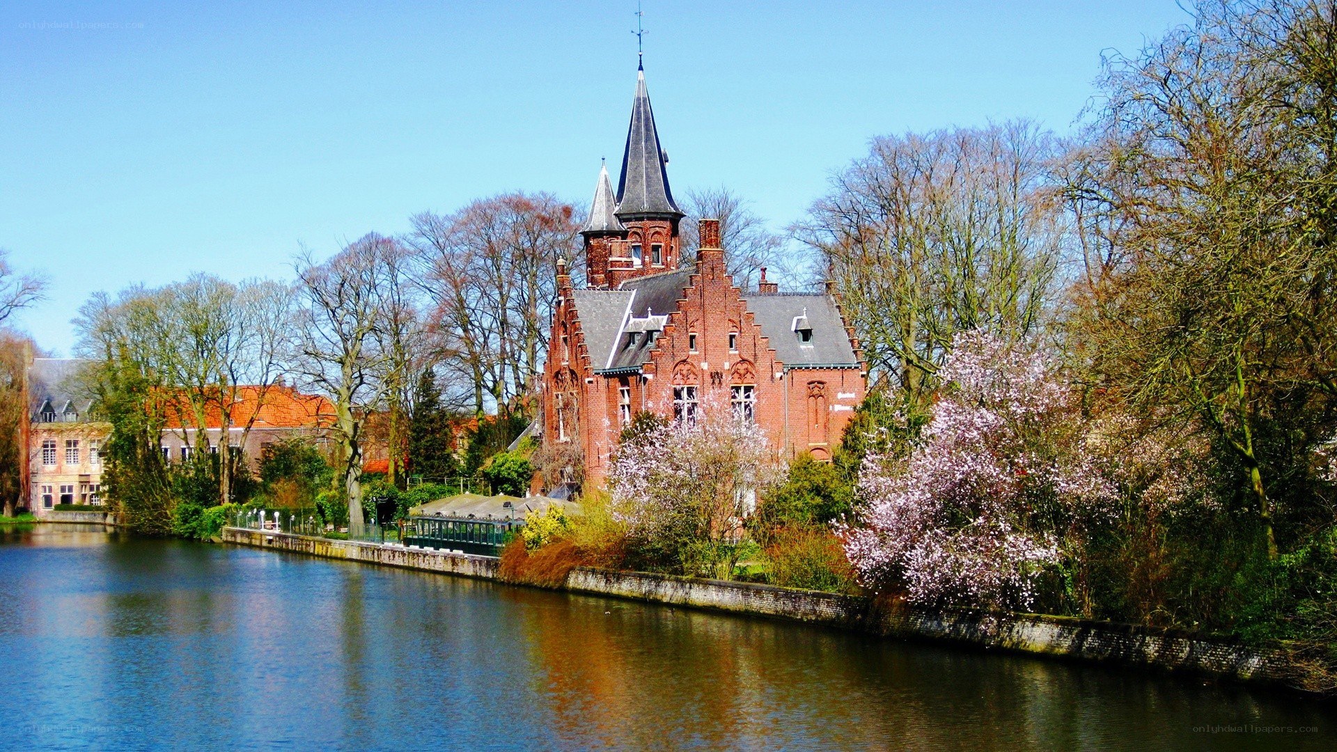 Bruges canal with historic building
