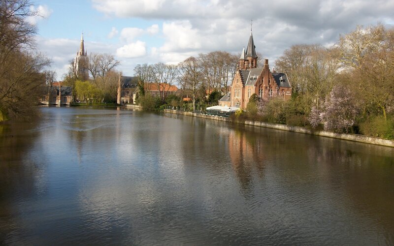 Bruges canal with historic buildings