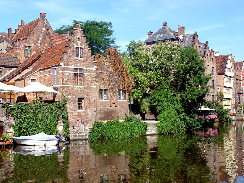 Bruges canal with historic buildings