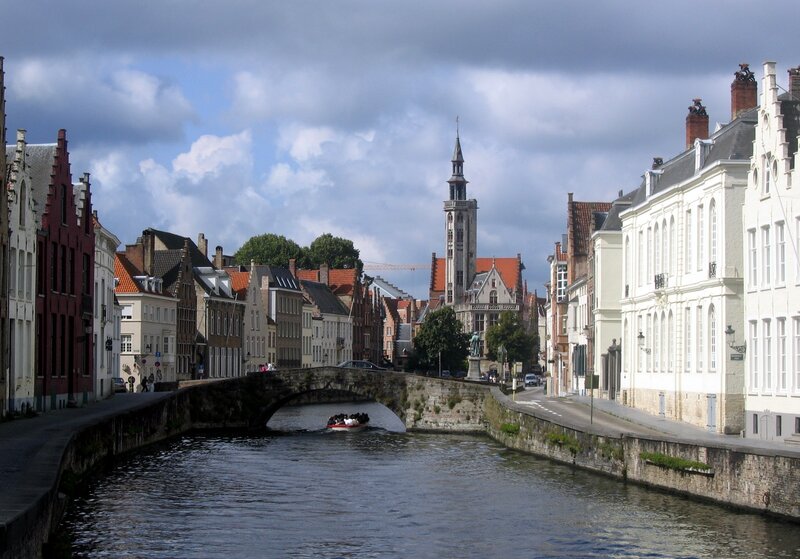 Bruges canal with historic buildings