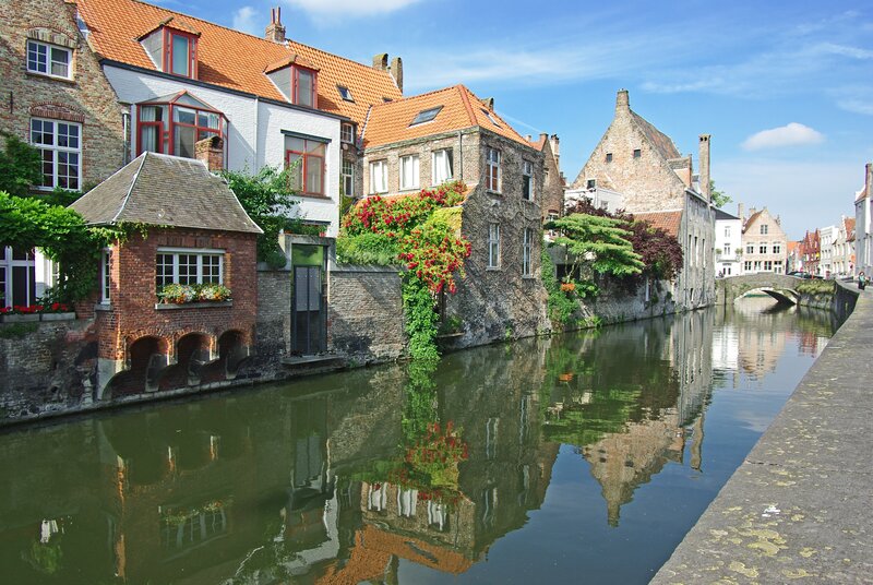 Bruges canal with historic buildings