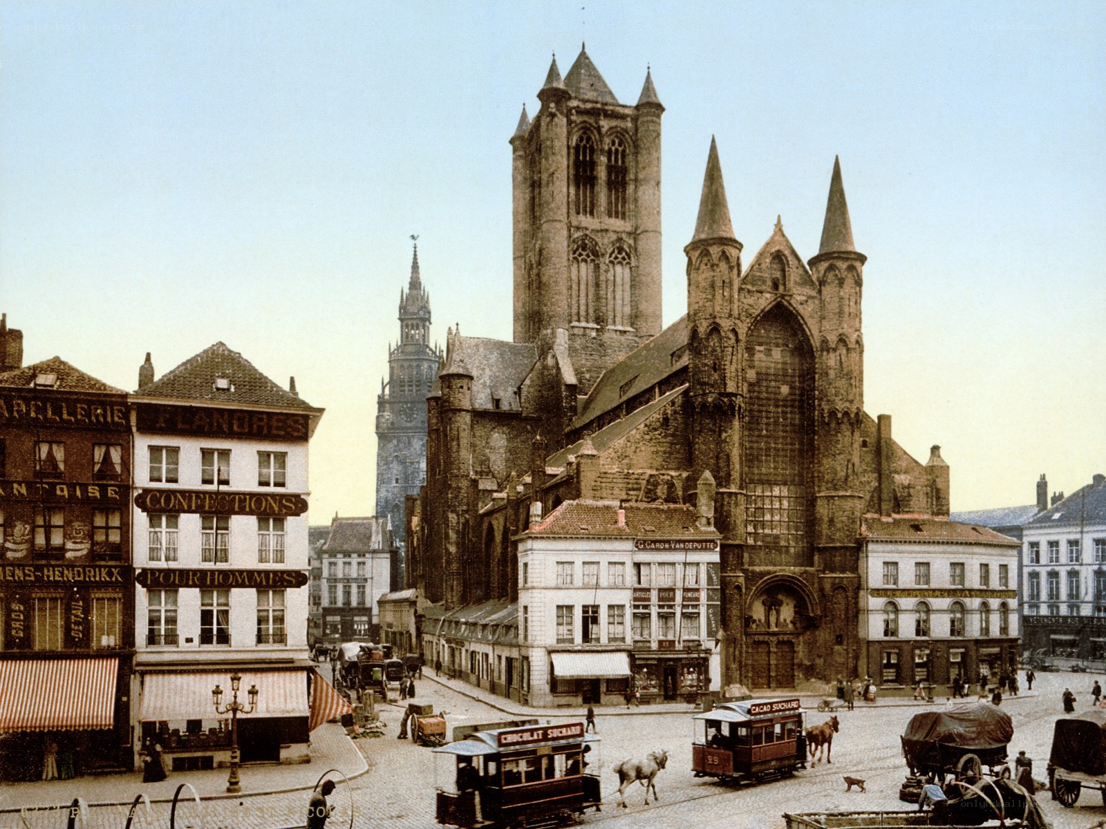 Bruges cathedral and town square