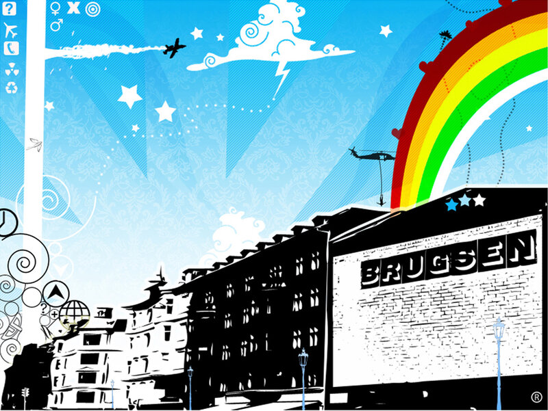 Brugsen storefront with rainbow