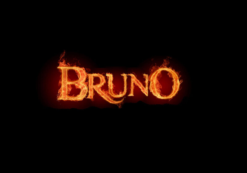 Bruno in fiery text