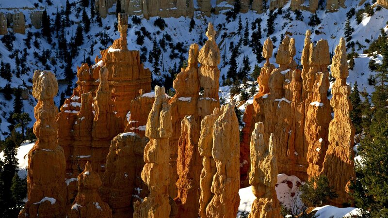 Bryce Canyon hoodoos in winter