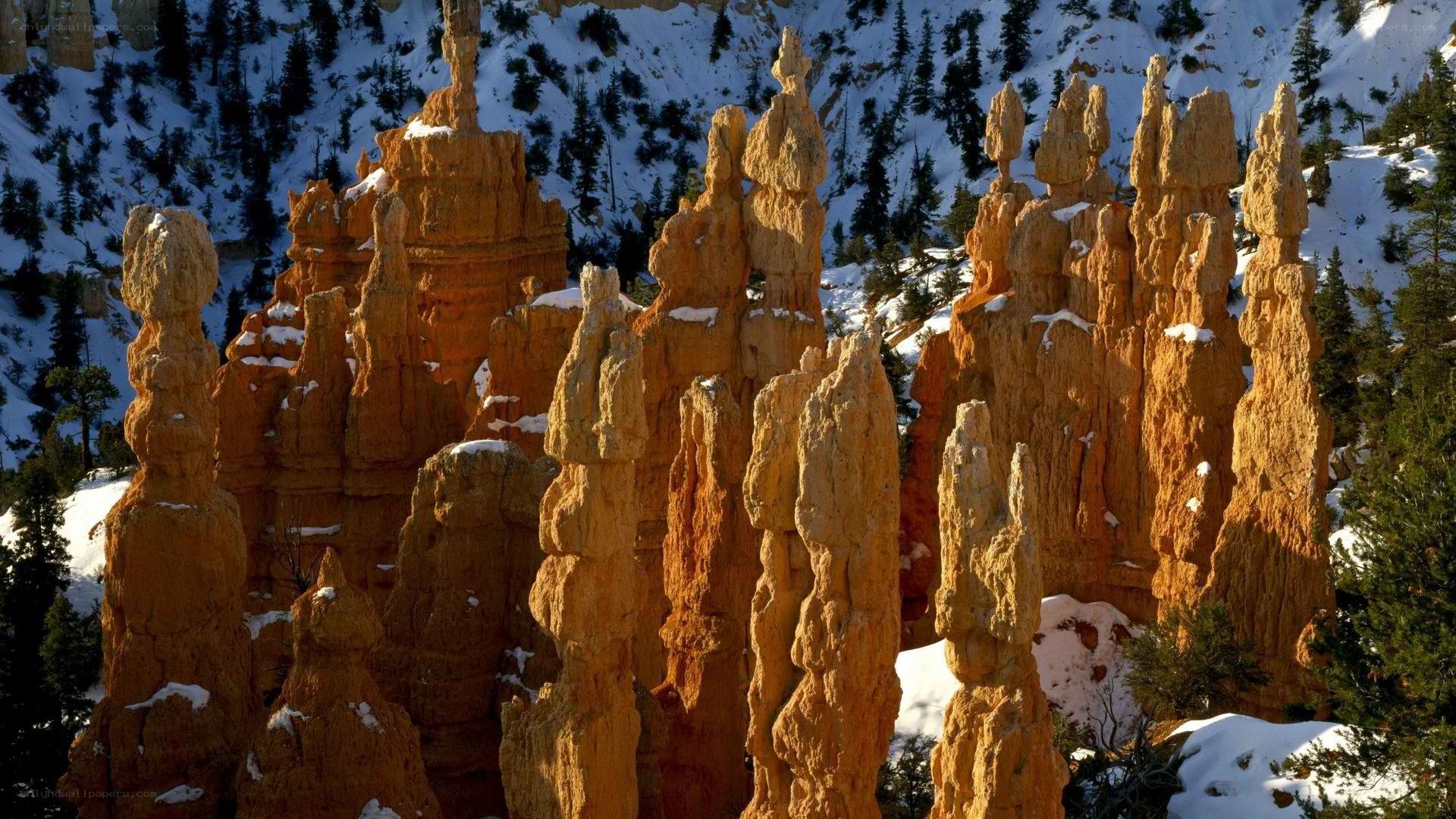Bryce Canyon hoodoos in winter