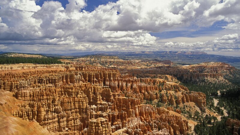 Bryce Canyon Hoodoos — Orange, Dramatic, Afternoon, Photograph, Clouds