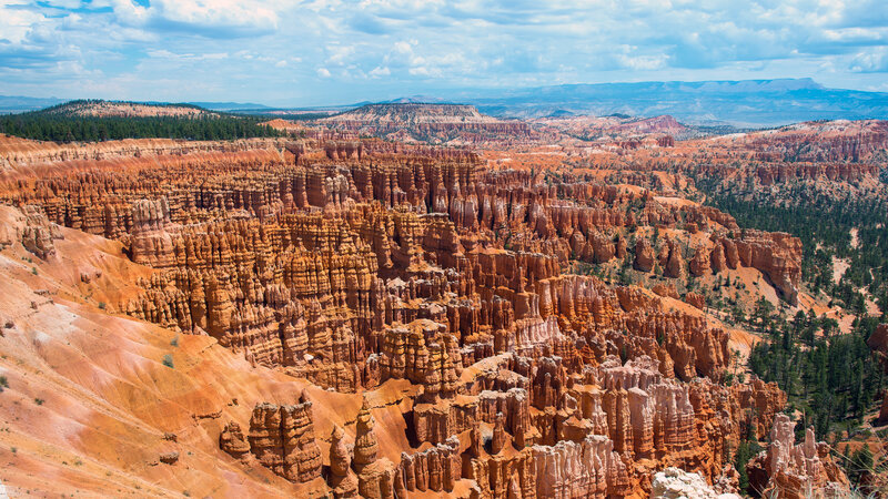 Bryce Canyon Hoodoos — Orange, Dramatic, Afternoon, Photograph, Trees, Sky