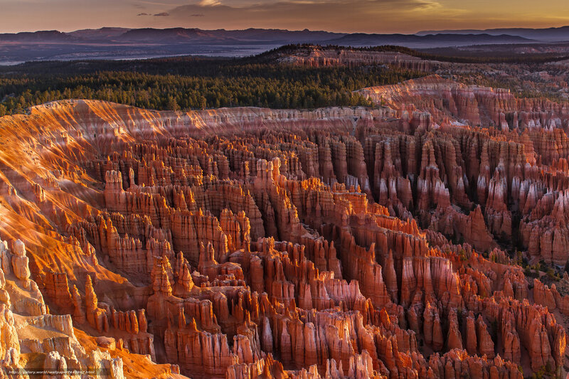 Bryce Canyon Hoodoos — Orange, Dramatic, Sunset, Photograph, Forest