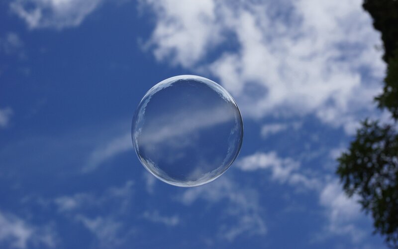 Bubble against blue sky