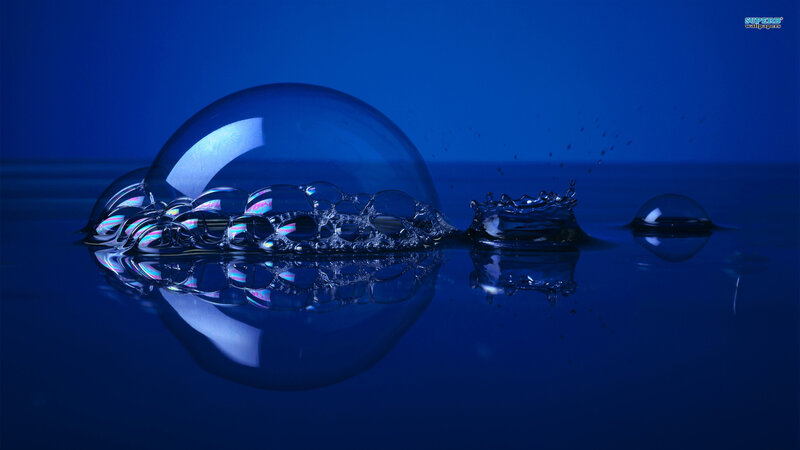 Bubble on Water Surface — Blue, Calm