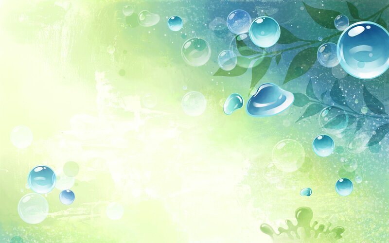 Bubbles and Leaves — Green, Serene