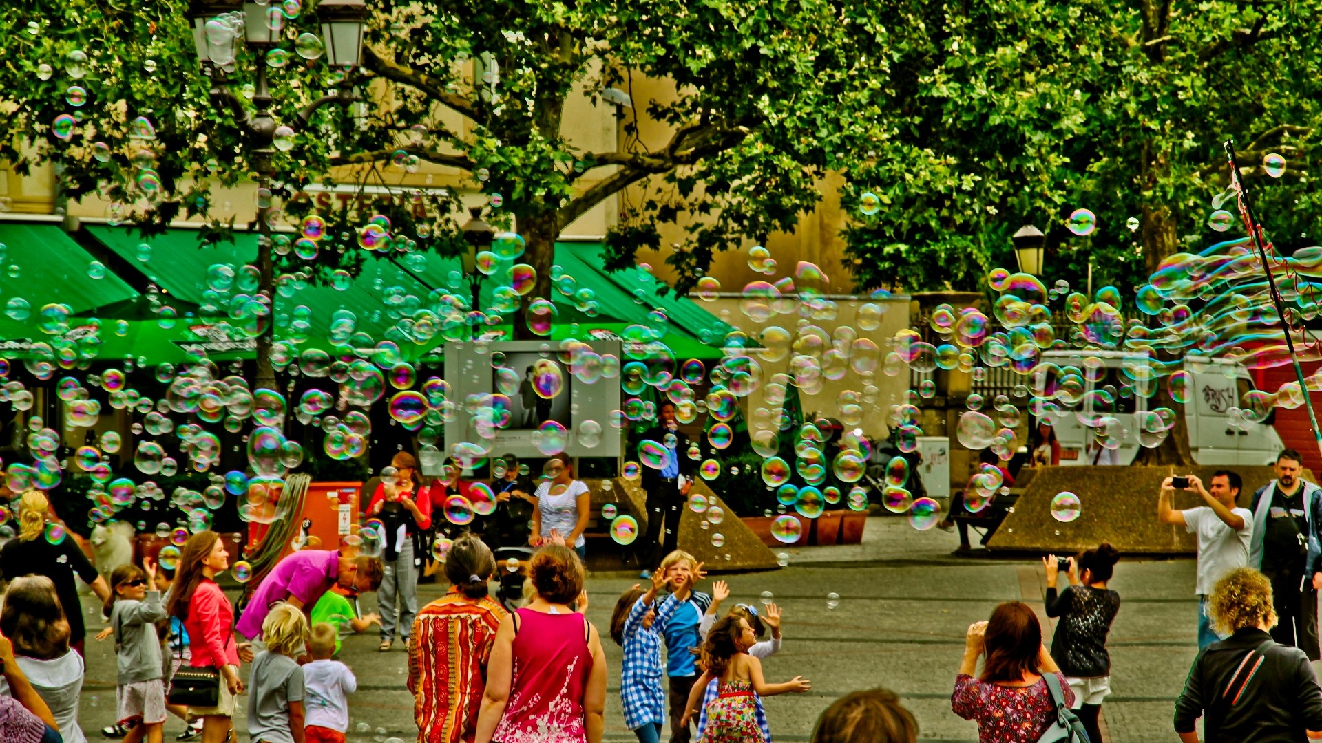 Bubbles at a public gathering