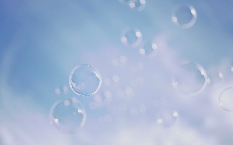 Bubbles Floating in Air — Blue, Serene