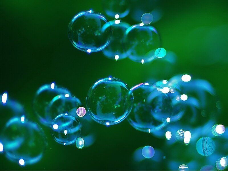 Bubbles Floating in Air — Green, Serene