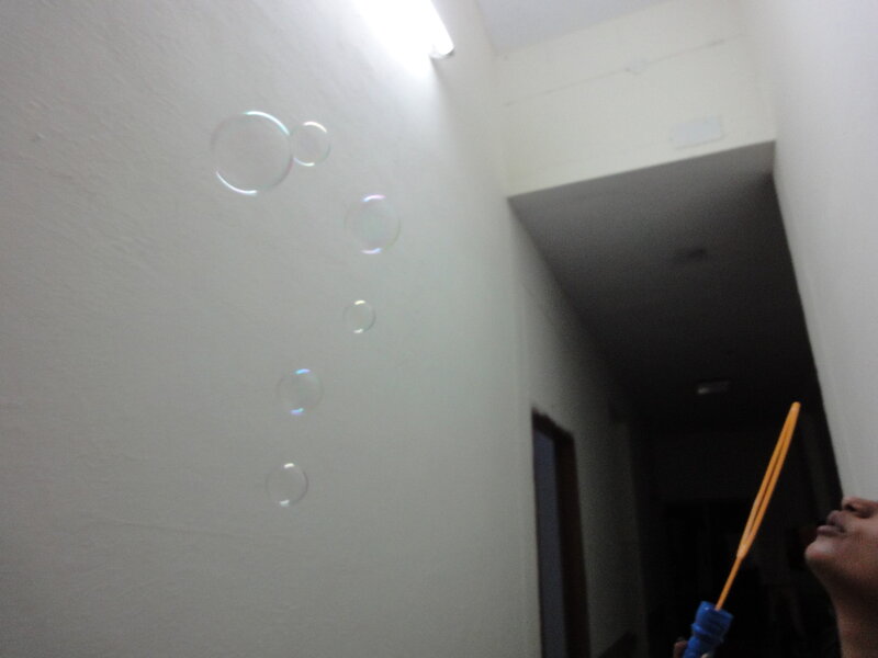bubbles floating in hallway