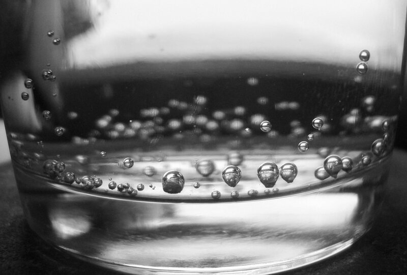 bubbles in a glass of water