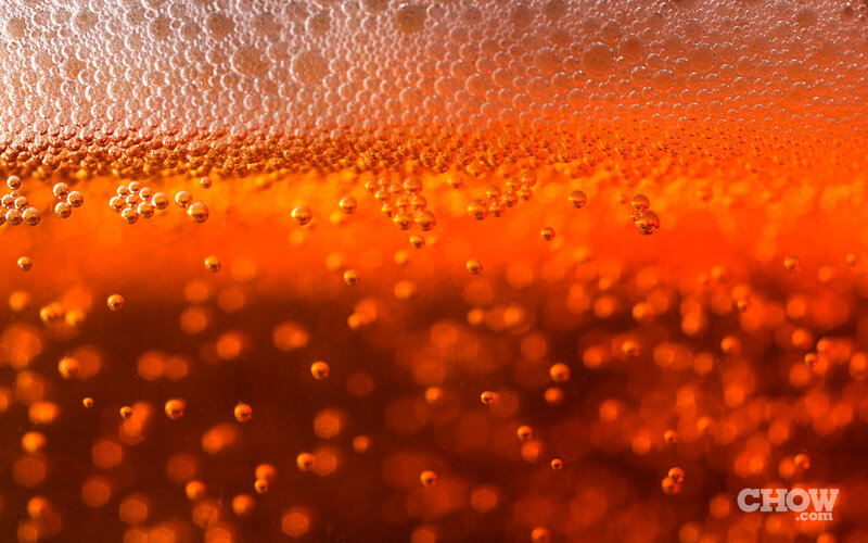 bubbles in amber liquid