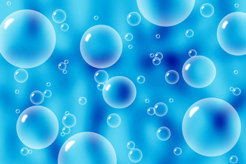Bubbles in Blue Liquid — Calm, Digital Art