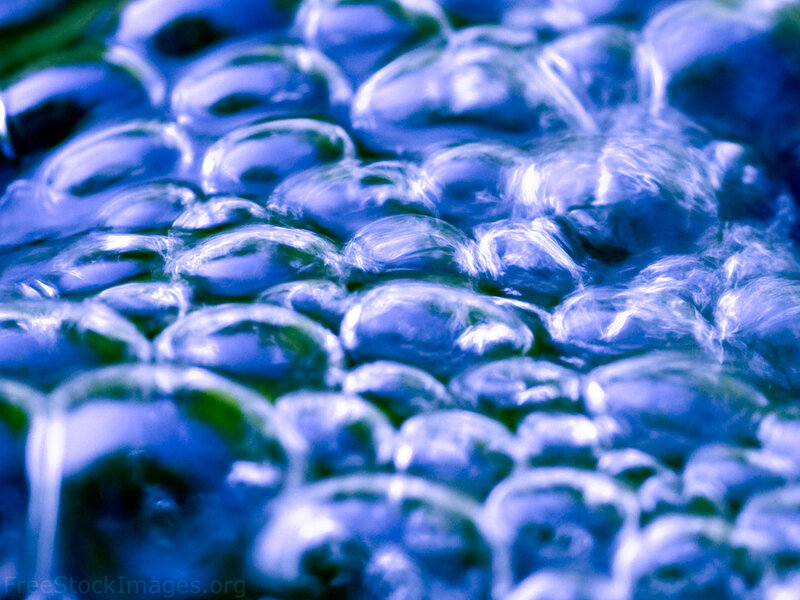 Bubbles in blue water