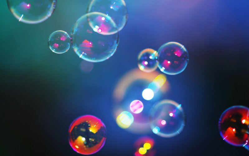 Bubbles in Colorful Light — Blue