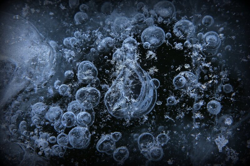 Bubbles in Frozen Ice — Blue