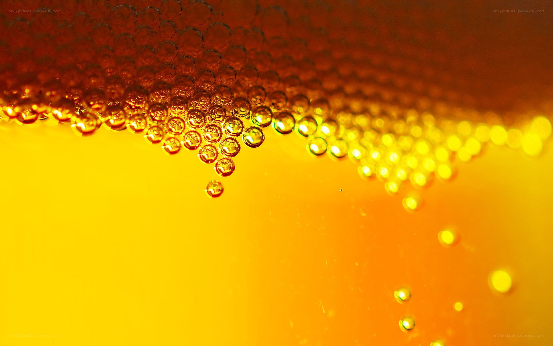 Bubbles in golden liquid