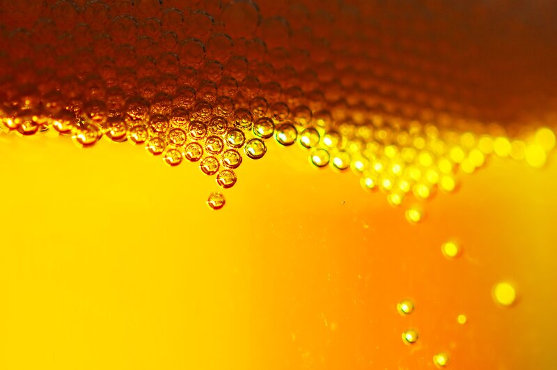 Bubbles in golden liquid