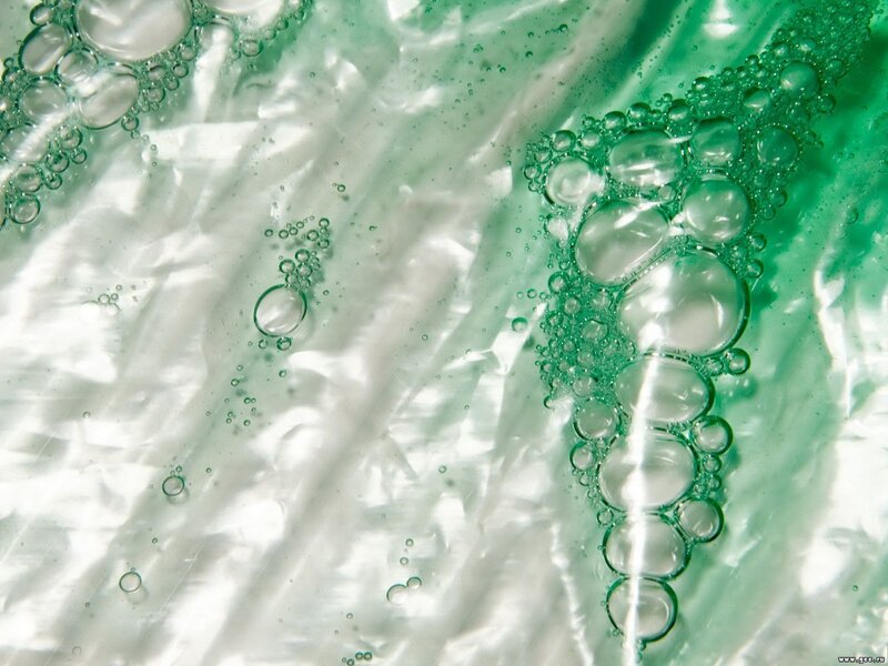 Bubbles in green liquid