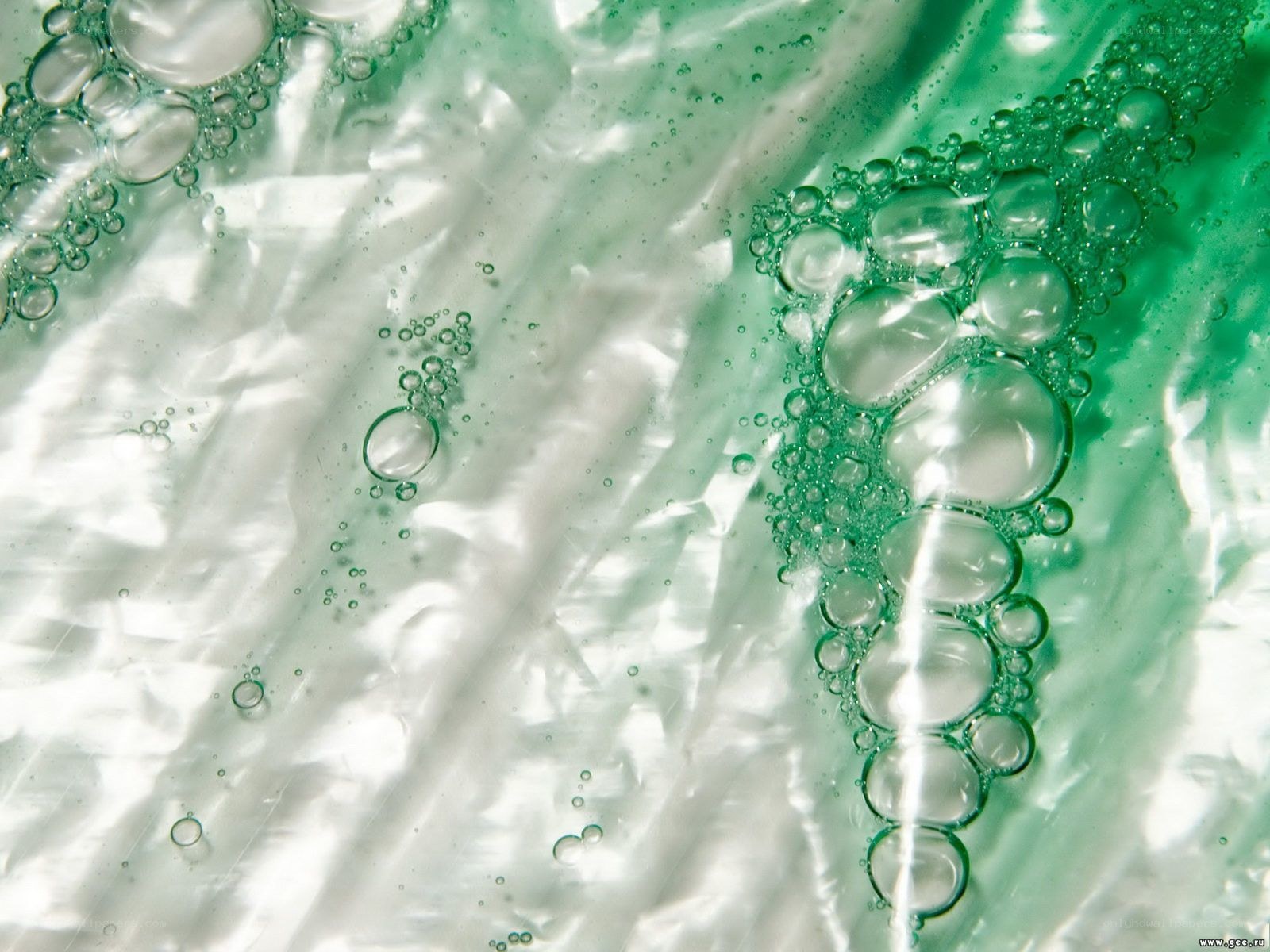 Bubbles in green liquid